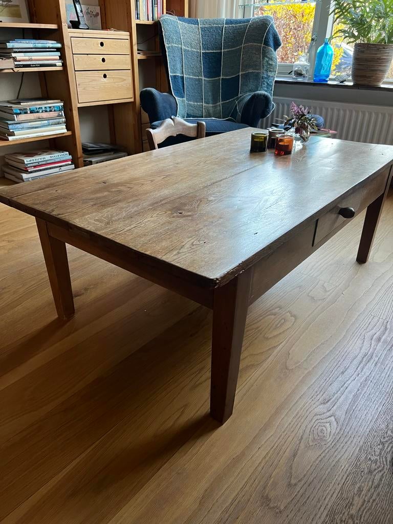 Antieke grenen slagerstafel - Robuuste salontafel, Antiek en Kunst, Ophalen
