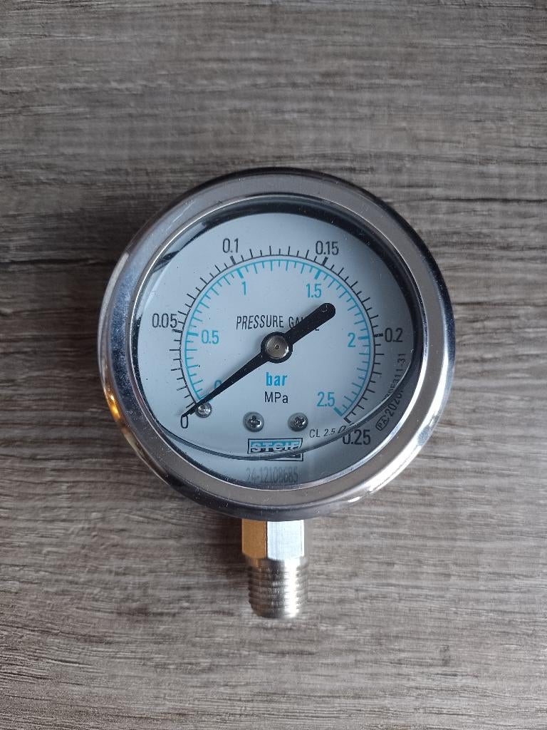 Manometer Pressure Guage, 2.5-BAR / 0.25-Mpa,, Eén stripboek, Ophalen of Verzenden, Nieuw