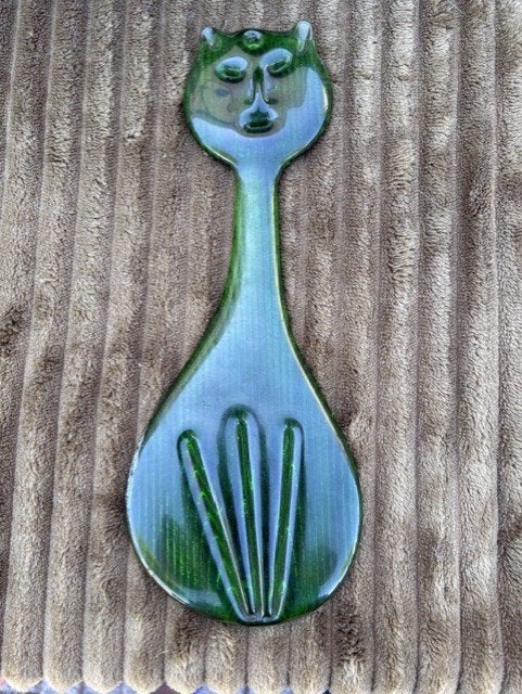 Vintage Groen Glazen Katten raamhanger, Ophalen of Verzenden