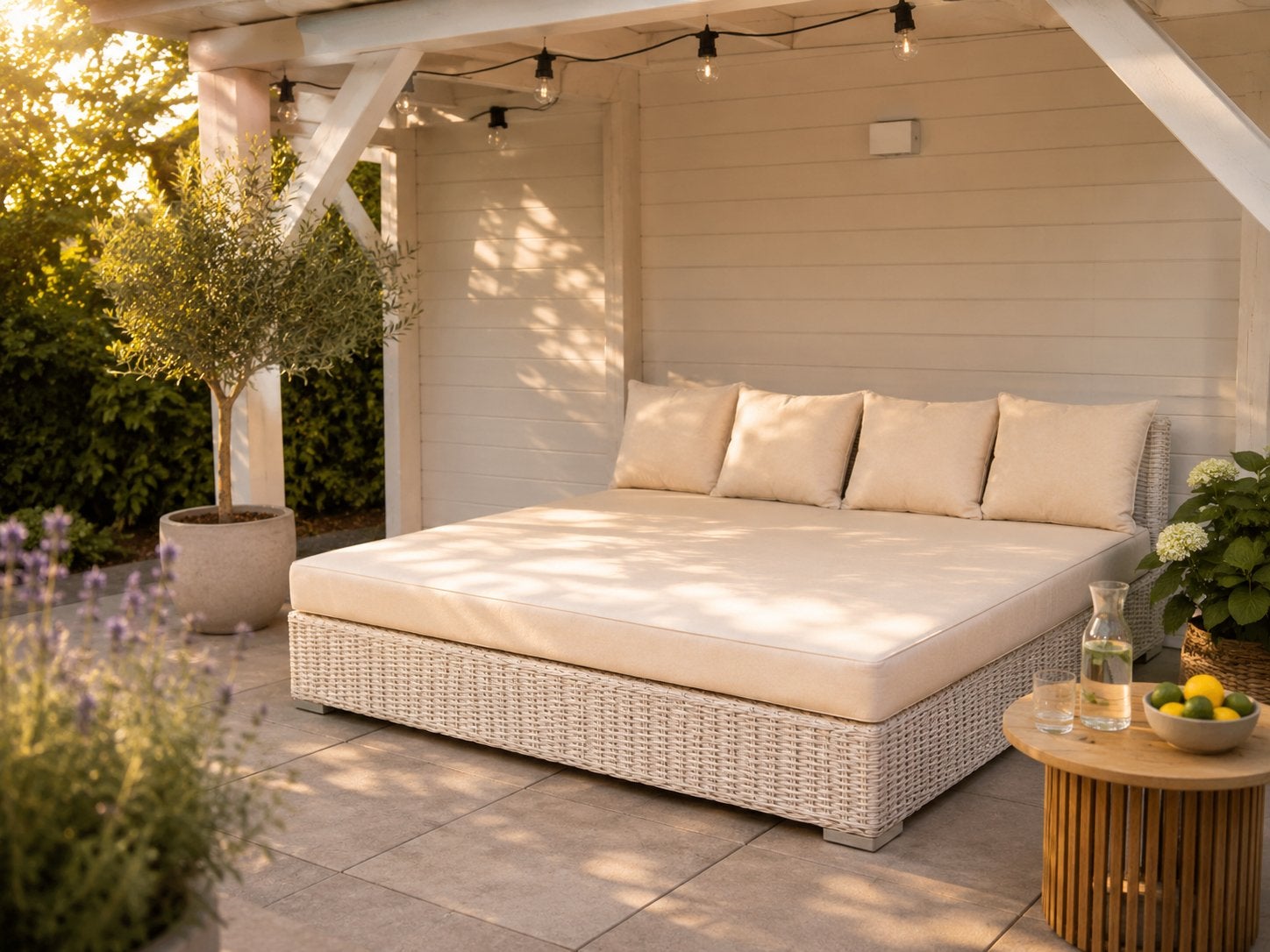 Luxe loungebed ligbed tuinbed 225x200cm, Tuin en Terras, Ophalen of Verzenden, Nieuw, Wicker