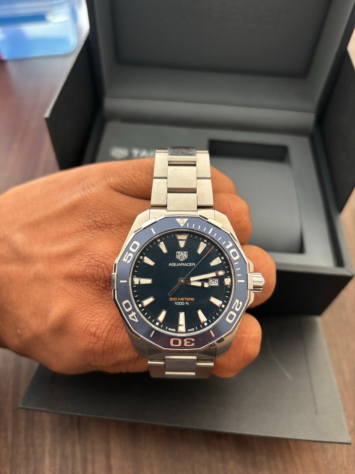 TAG Heuer Aquaracer 300M Quartz WAY101C Herenhorloge, Gebruikt, Staal, Polshorloge, Ophalen of Verzenden