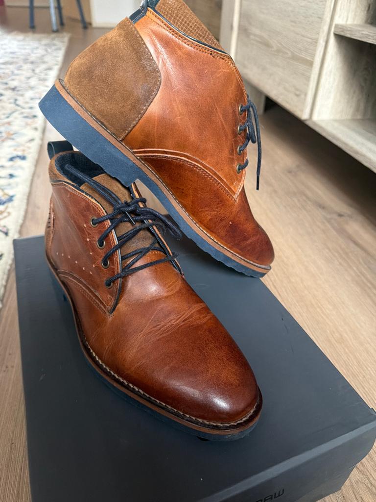 Elegante leren heren schoenen Maat 40 nieuw, Bruin, Nieuw, Ophalen of Verzenden, Veterschoenen