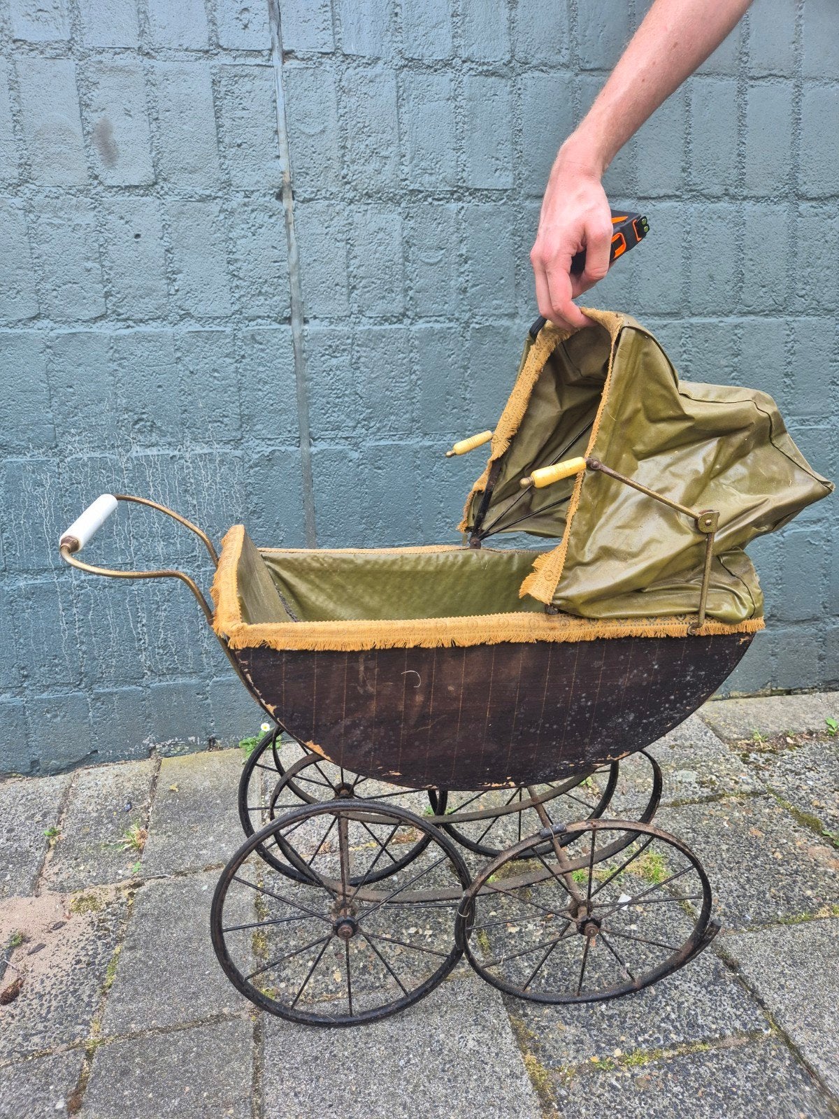 Antieke Kinderwagen - Vintage Decoratie Stuk, Antiek en Kunst, Antiek | Overige Antiek, Ophalen
