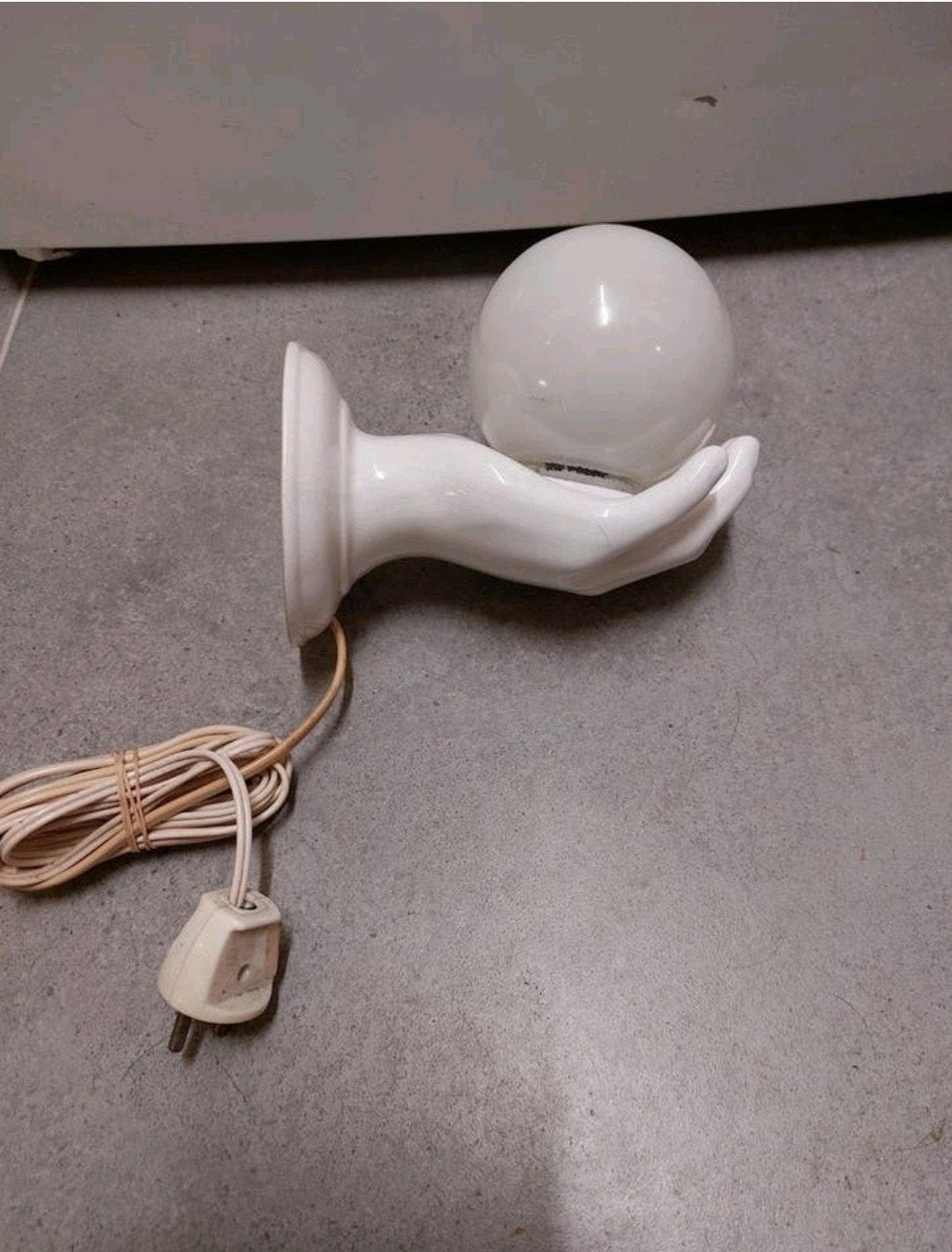 Retro vintage glazen handlamp Pop Art jaren 80 Delfts wit?, Ophalen of Verzenden, Gebruikt, Glas
