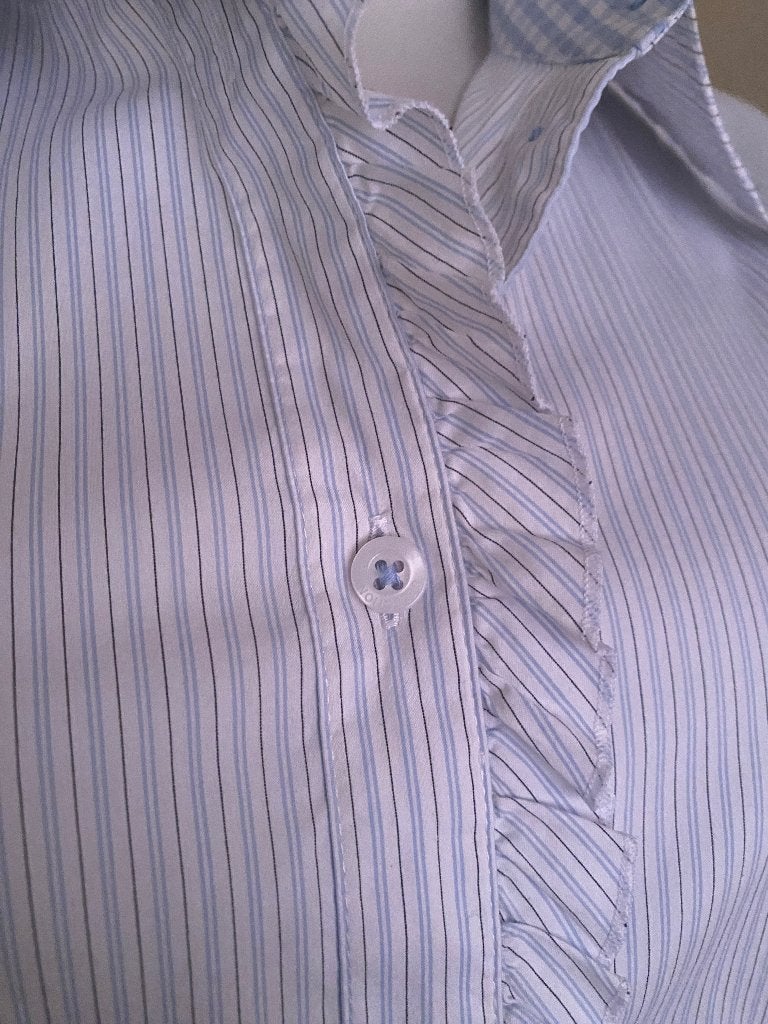stretchblouse s.Oliver 40 wit/blauw/grijs, Maat 38/40 (M), Blauw, Ophalen of Verzenden, Zo goed als nieuw
