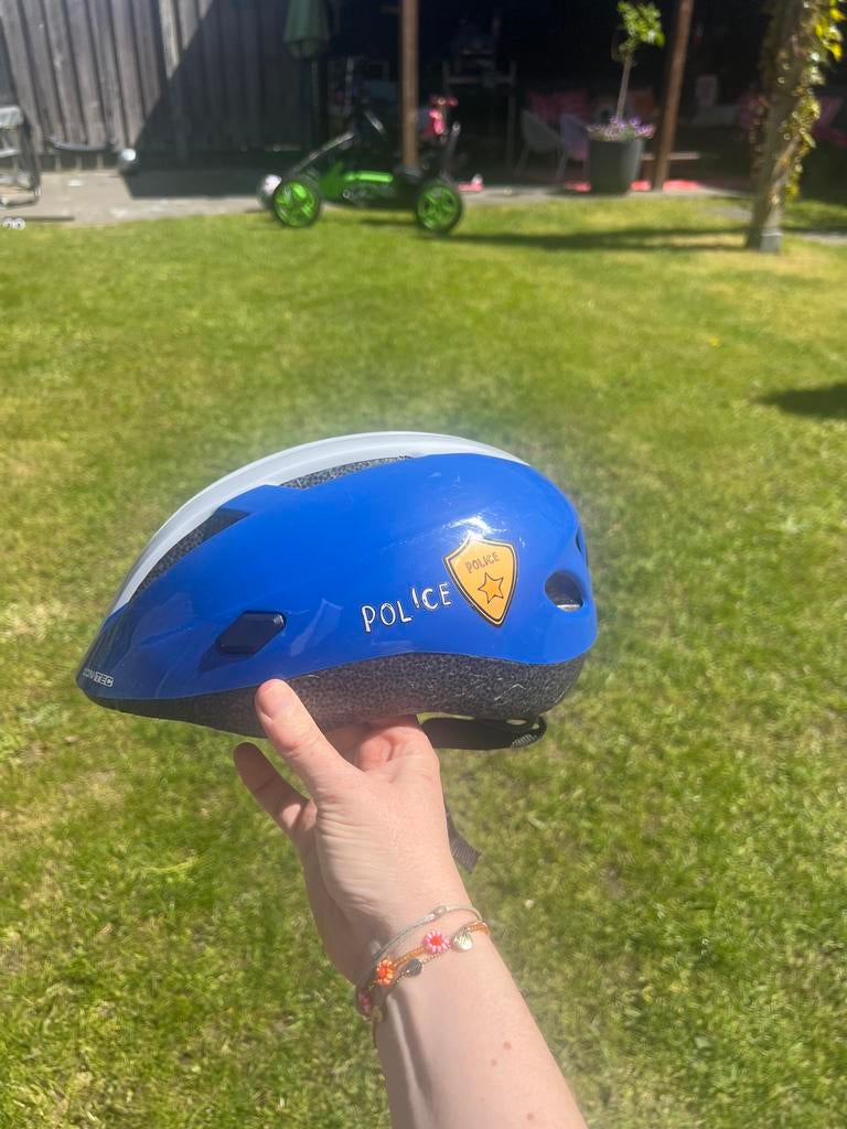 Kinder fietshelm maat S - Blauw/Wit 'Police', Ophalen of Verzenden, Gebruikt, S, Jongen of Meisje