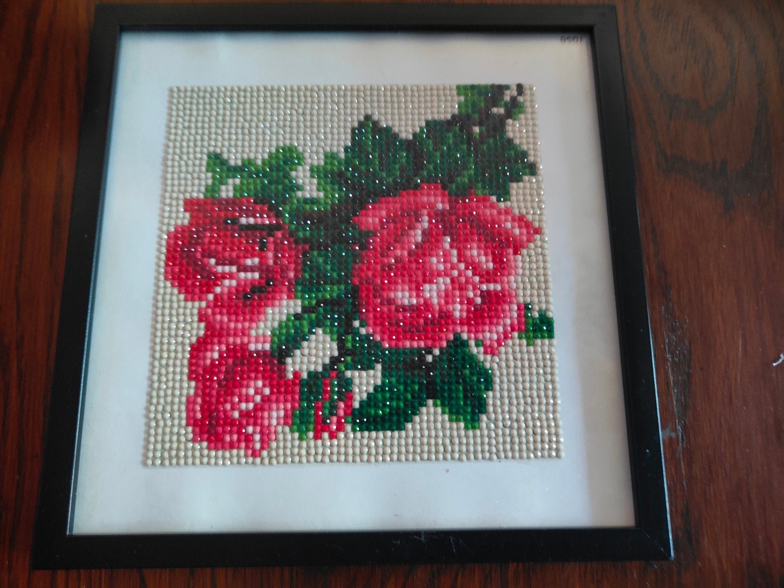 Ingelijste Diamond Painting van Rode Rozen, Minder dan 50 cm, Overige typen, Ophalen of Verzenden, Zo goed als nieuw