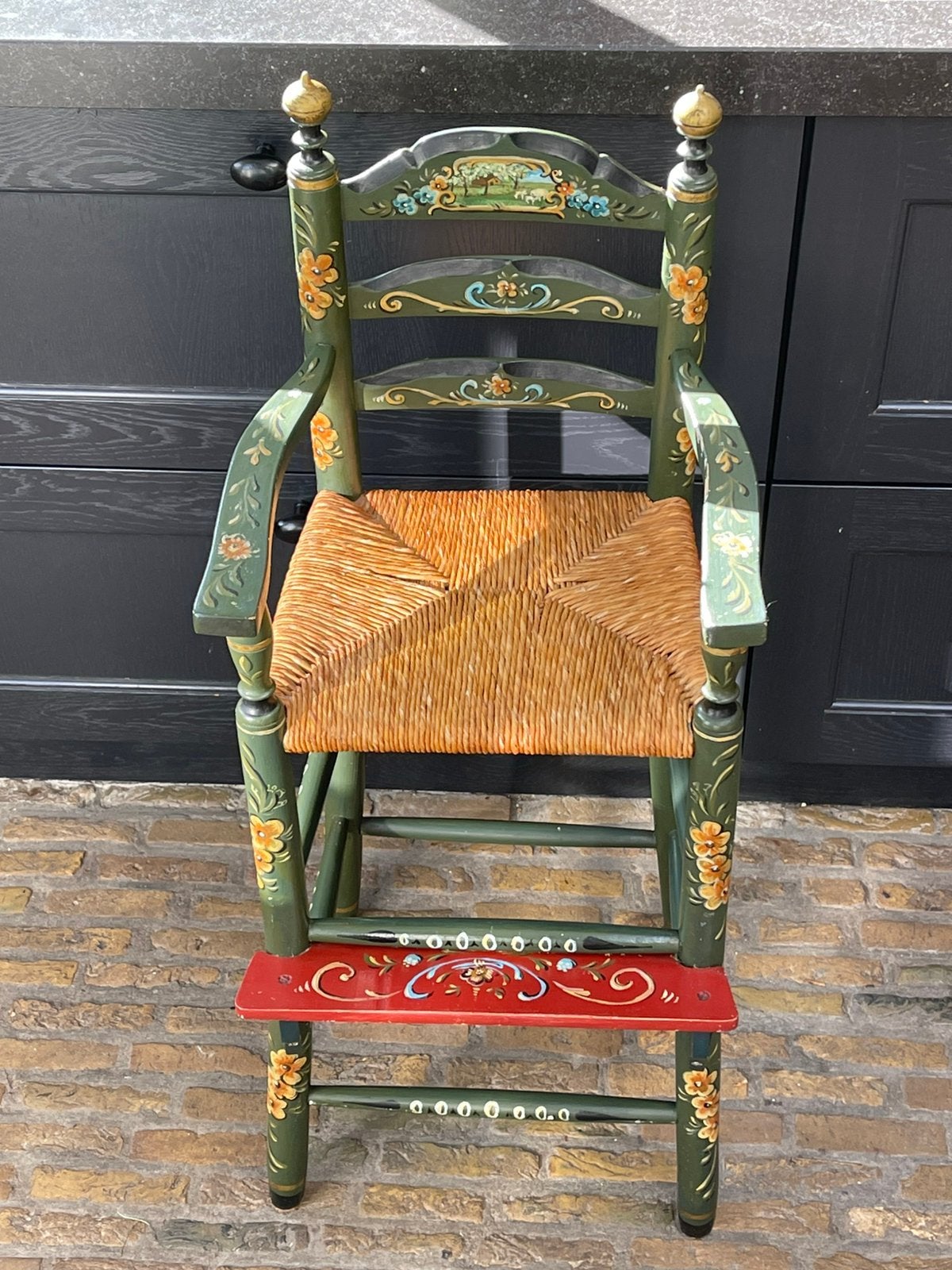 Brocante antieke Hindeloopen kinderstoel, Ophalen