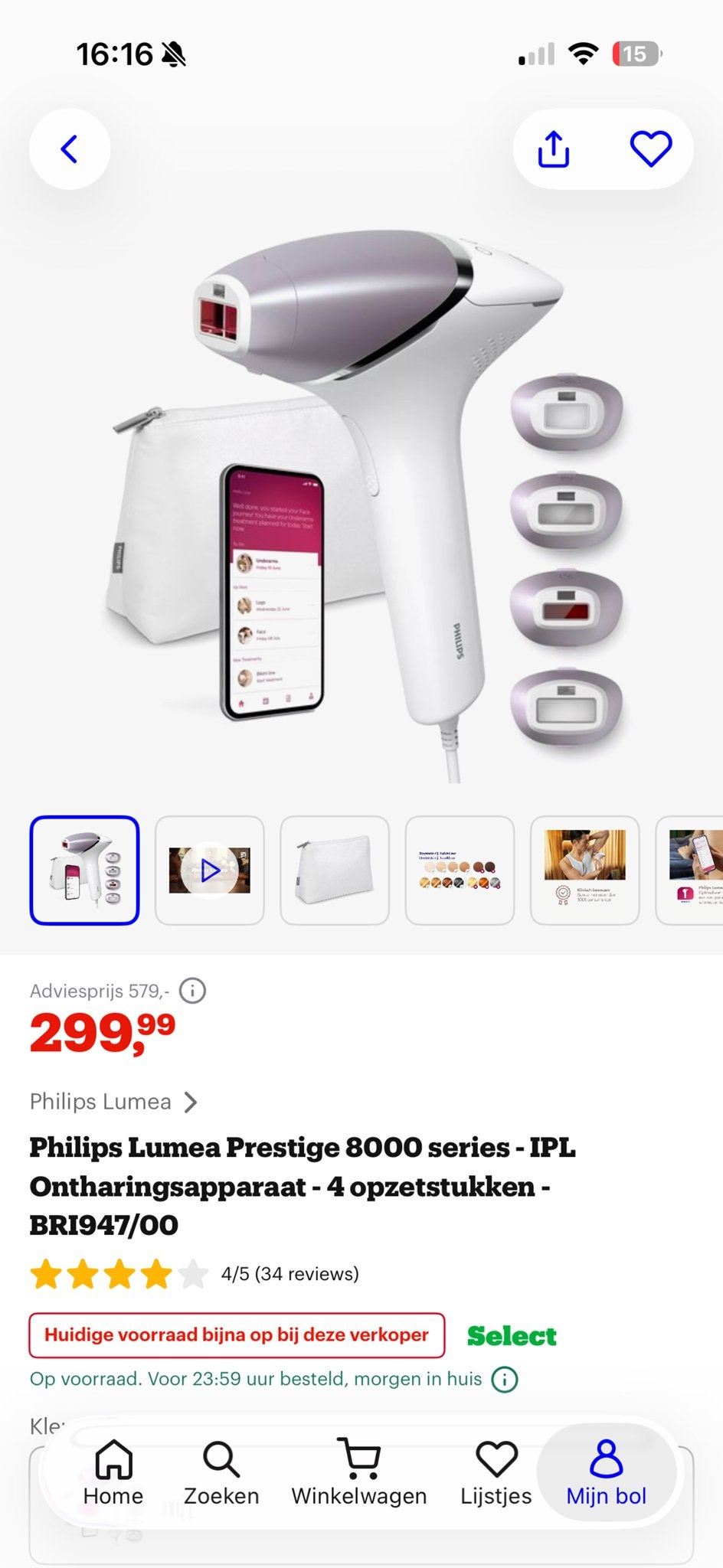 Philips Lumea Prestige 8000 series IPL Ontharingsapparaat, Verzenden, Nieuw, Scheren en Epileren