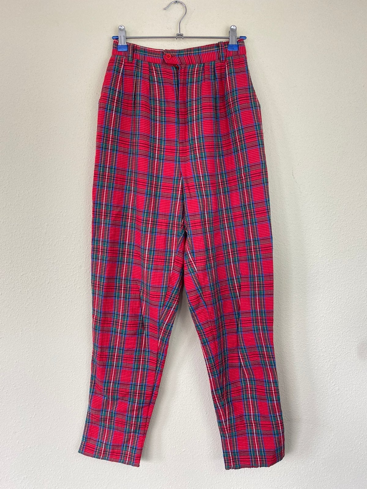 Vintage geruite broek - rood - geruit - s / 36 / small, Kleding | Dames, Hgv, Hgv, Ophalen of Verzenden, Maat 36 (S)