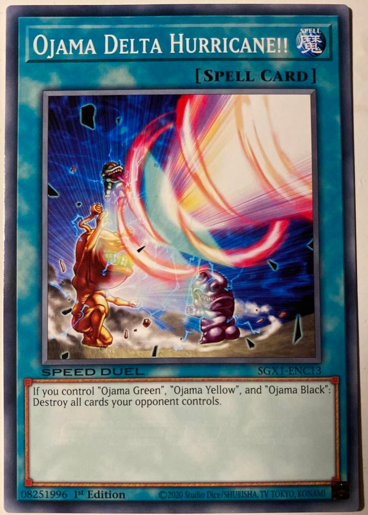 Yu-Gi-Oh! Ojama Delta Hurricane!! SGX1 1st Edition !, Ophalen of Verzenden, Zo goed als nieuw, Losse kaart