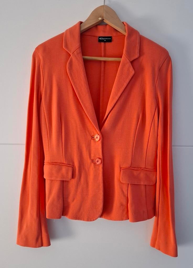 Mooie oranje blazer in stretcretchjersey Expresso maat 38, Maat 38/40 (M), Expresso, Oranje, Ophalen of Verzenden