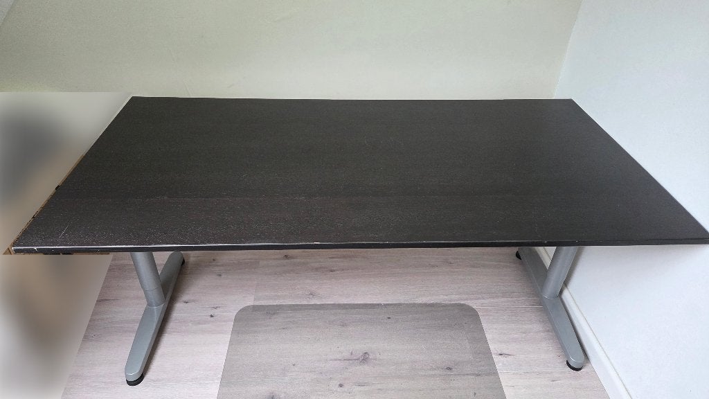 IKEA Galant bureau met metalen onderstel 160 cm x 80 cm, Ophalen, Zwart, 160 cm, Gebruikt