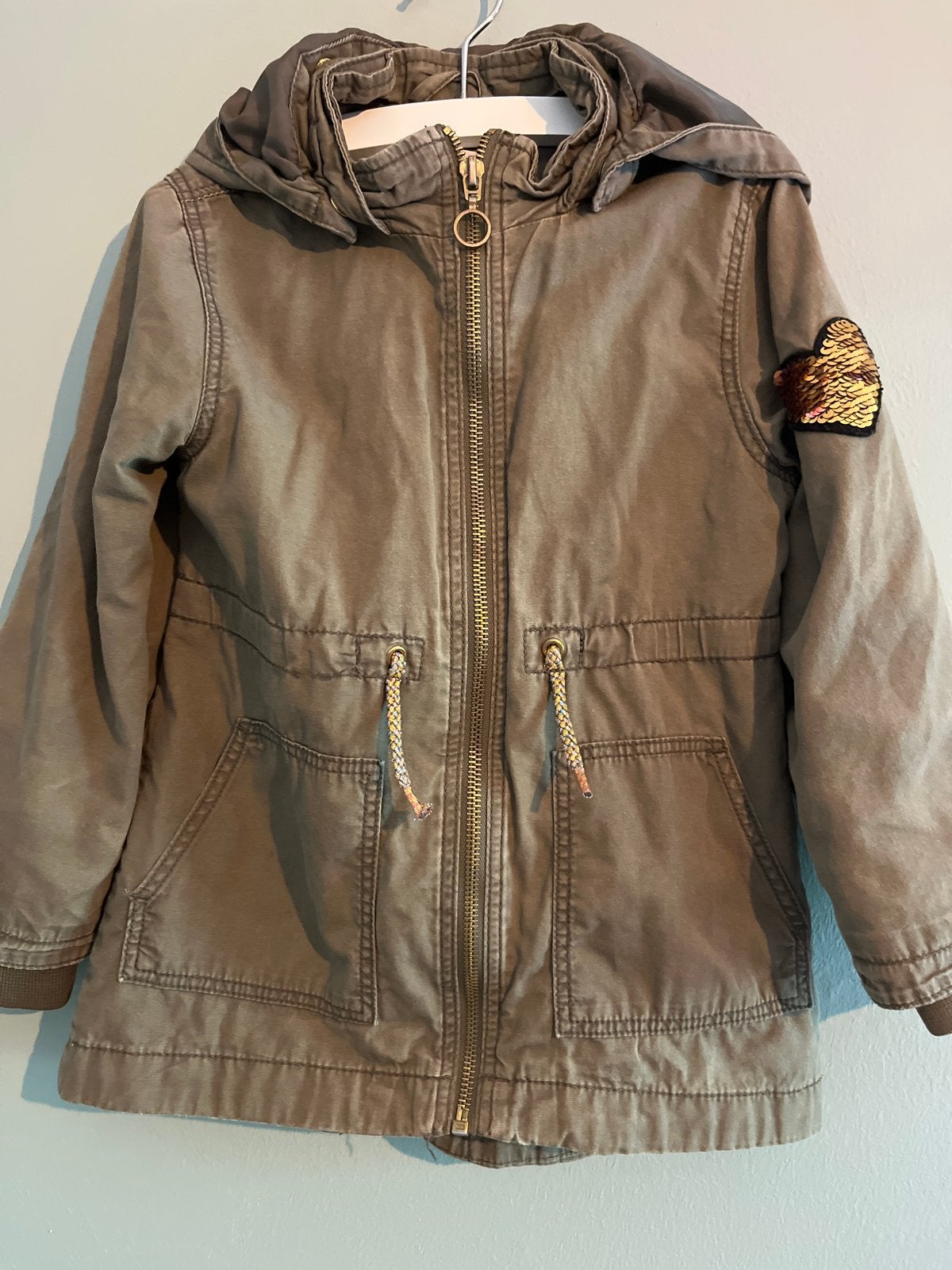 Stoere kinderjas met pailletten hartje, Ophalen, Gebruikt, Meisje