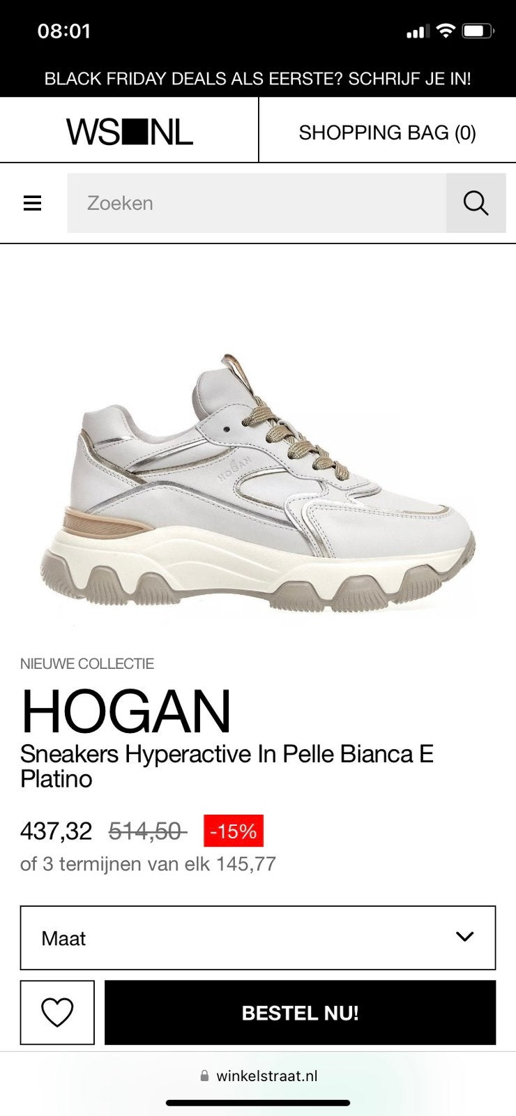 Hogan sneakers 41, Ophalen of Verzenden, Zo goed als nieuw, Wit, Sneakers of Gympen