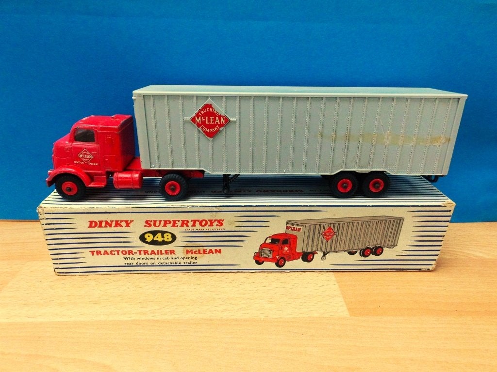 DINKY TOYS No.948 Mc LEAN TRUCK & TRAILER MET DOOS, Ophalen of Verzenden, Zo goed als nieuw, Bus of Vrachtwagen, Dinky Toys