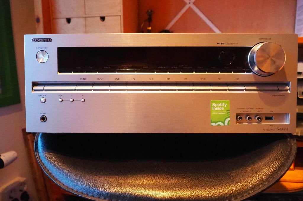 Onkyo TX-NR414 receiver, Ophalen, Gebruikt, 120 watt of meer, Onkyo