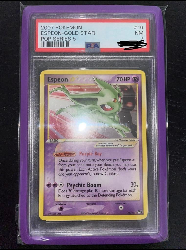 Gold star Espeon - PSA 7, Ophalen of Verzenden, Zo goed als nieuw, Losse kaart