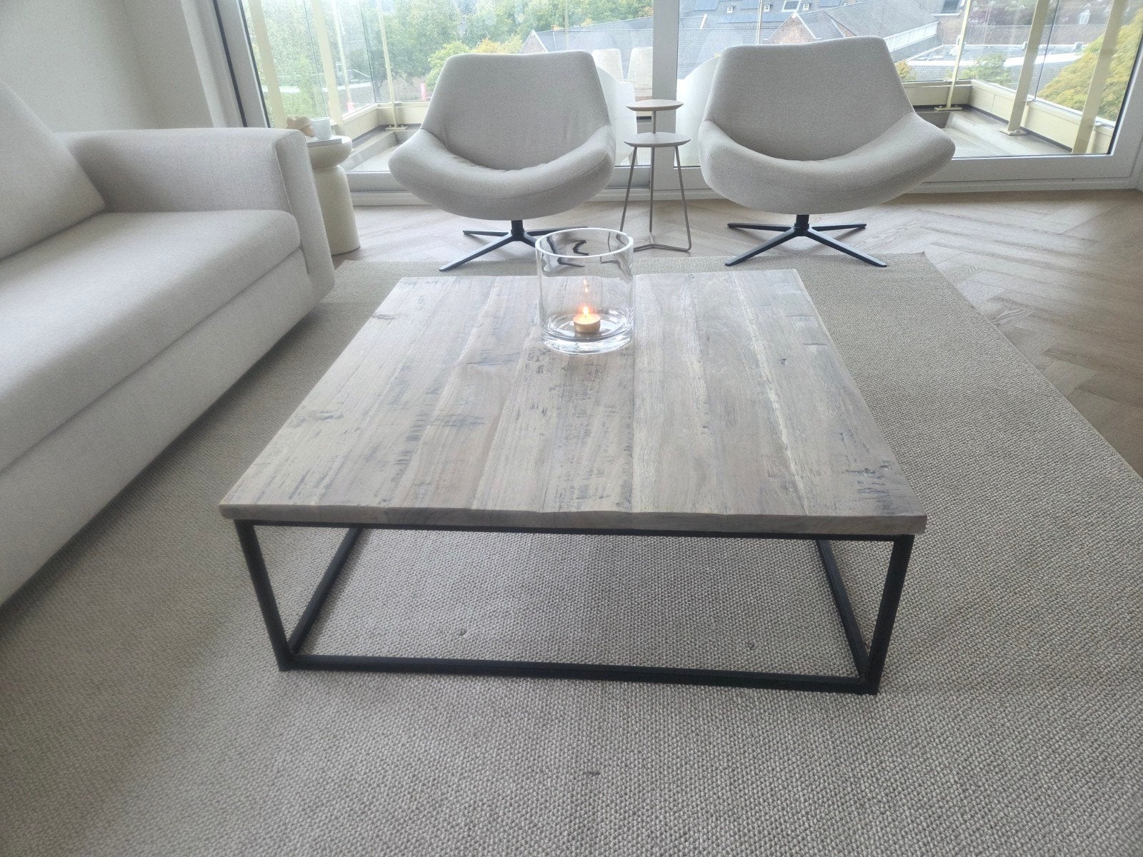 prachtige industriële salontafel, Ophalen, Vierkant, Zo goed als nieuw, 5 – 50