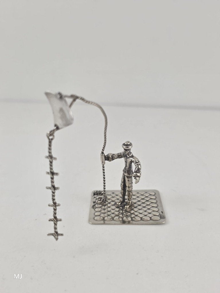 Zilveren miniatuur Man met Vlieger                      Z237, Antiek en Kunst, Ophalen of Verzenden, Zilver