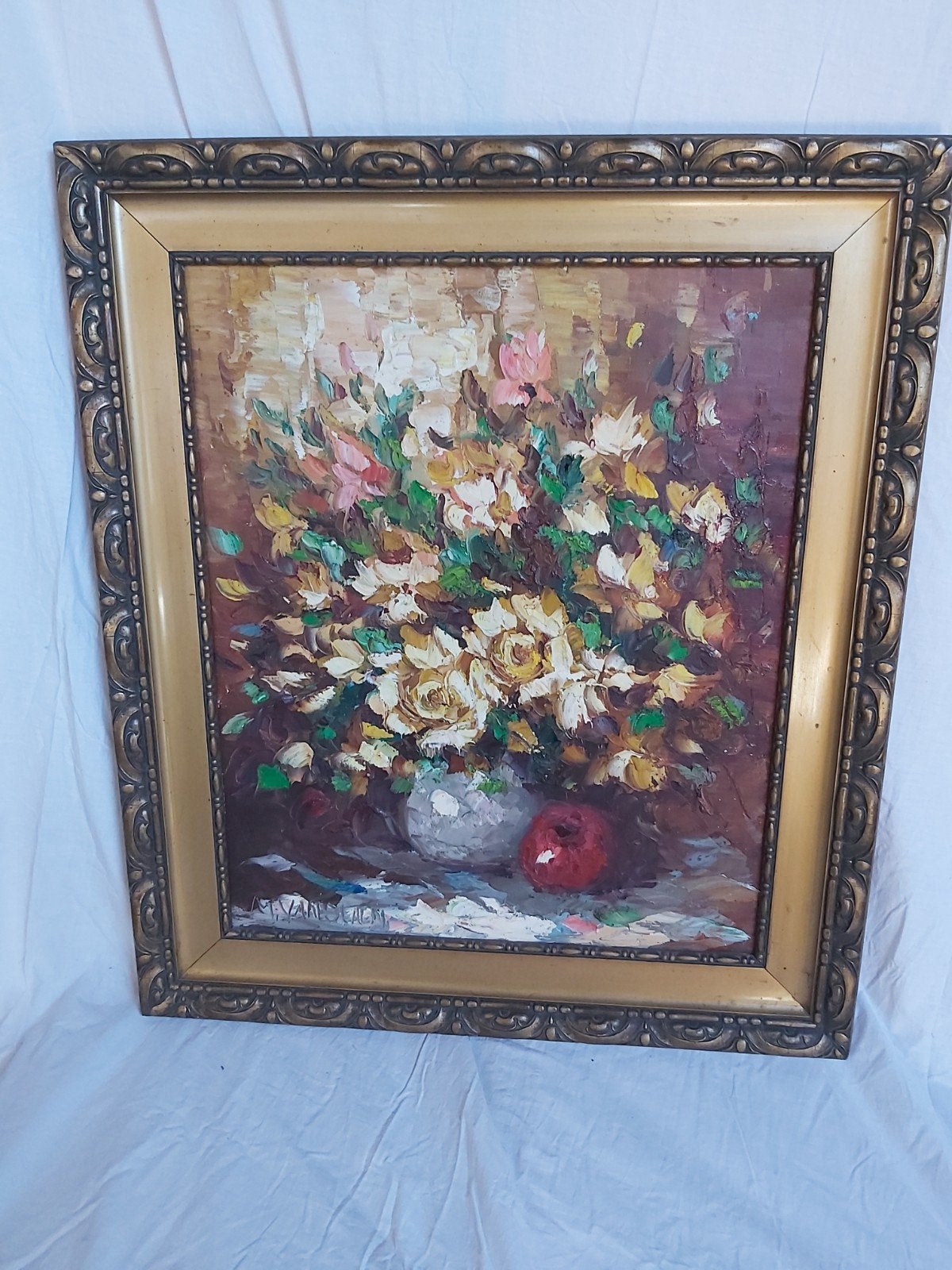 Bloemen schilderij., Antiek en Kunst, Ophalen