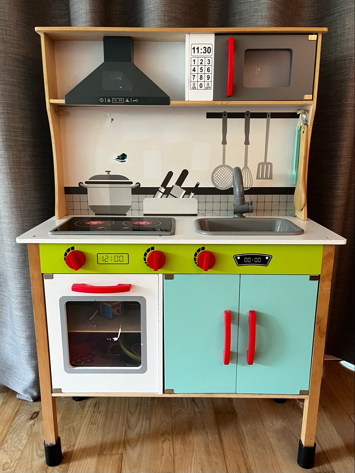 Houten speelkeuken met accessoires, Ophalen, Gebruikt, Hout, Speelkeuken