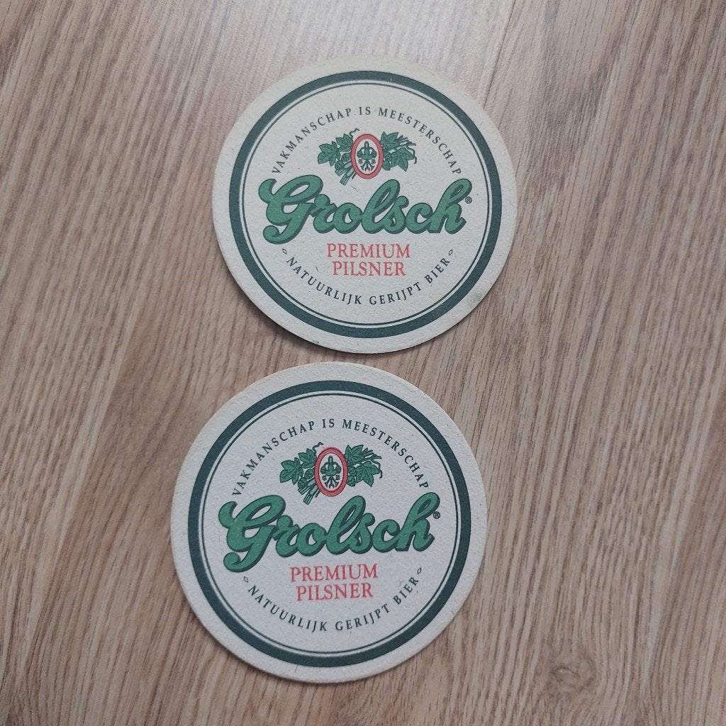 2xGrolsch bierviltje Premium Pilsner Natuurlijk Gerijpt bier, Verzamelen, Ophalen of Verzenden, Zo goed als nieuw, Viltje(s), Overige merken