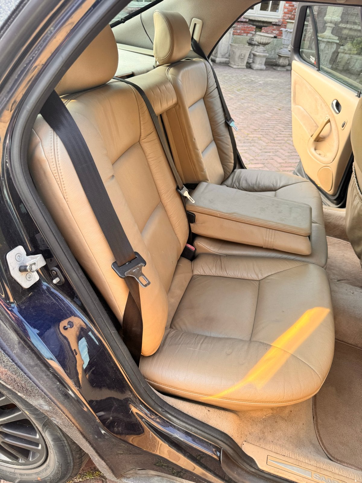 Saab 9-5 Achterbank Beige Leer - Goede Staat, Auto-onderdelen, Interieur en Bekleding, Ophalen of Verzenden, Gebruikt, Saab