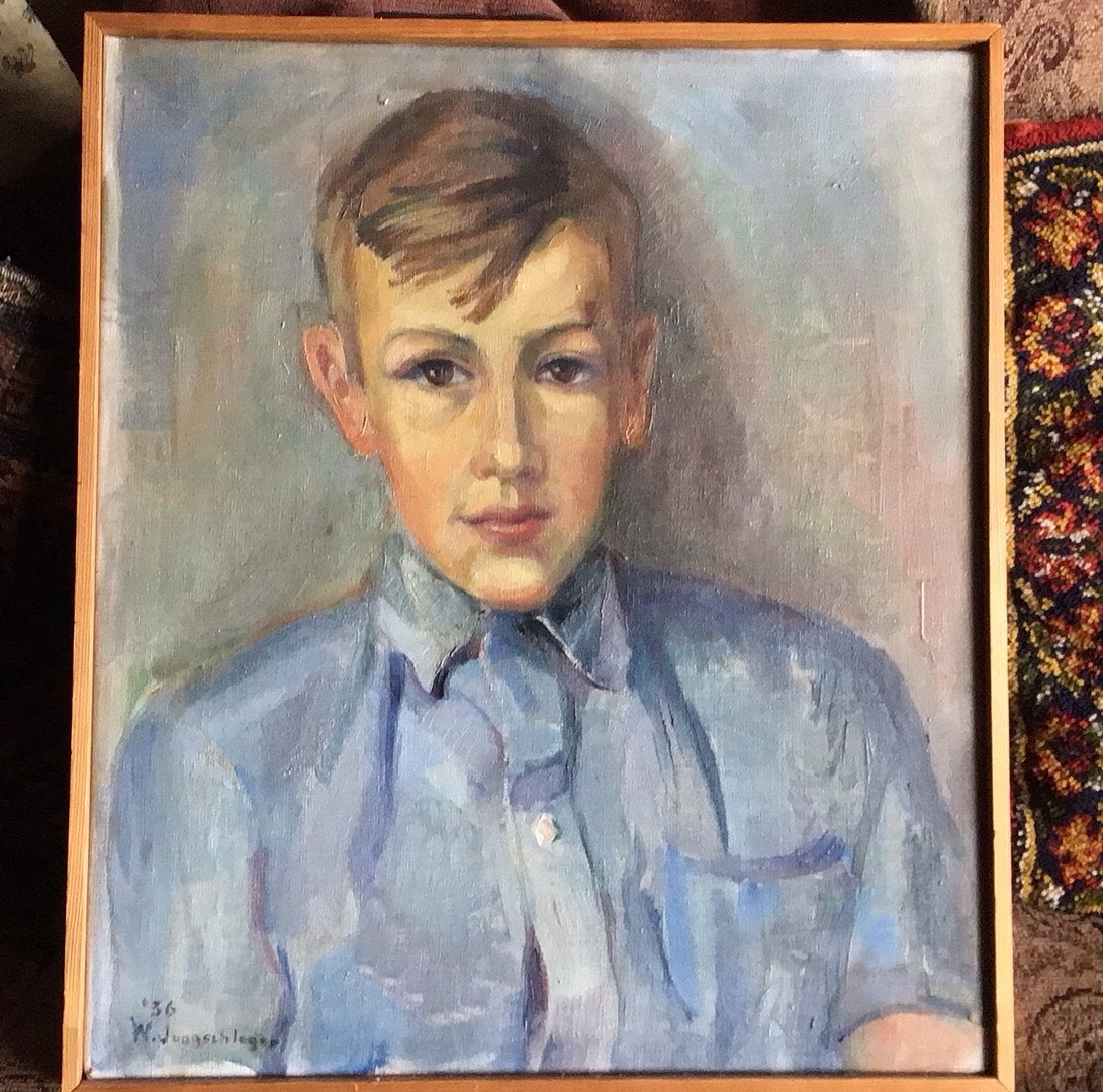 W.Jungschleger (1913-1992) Maastricht -Portret - Gesign, Doek, Portret of Personen, Ophalen of Verzenden, Gesigneerd