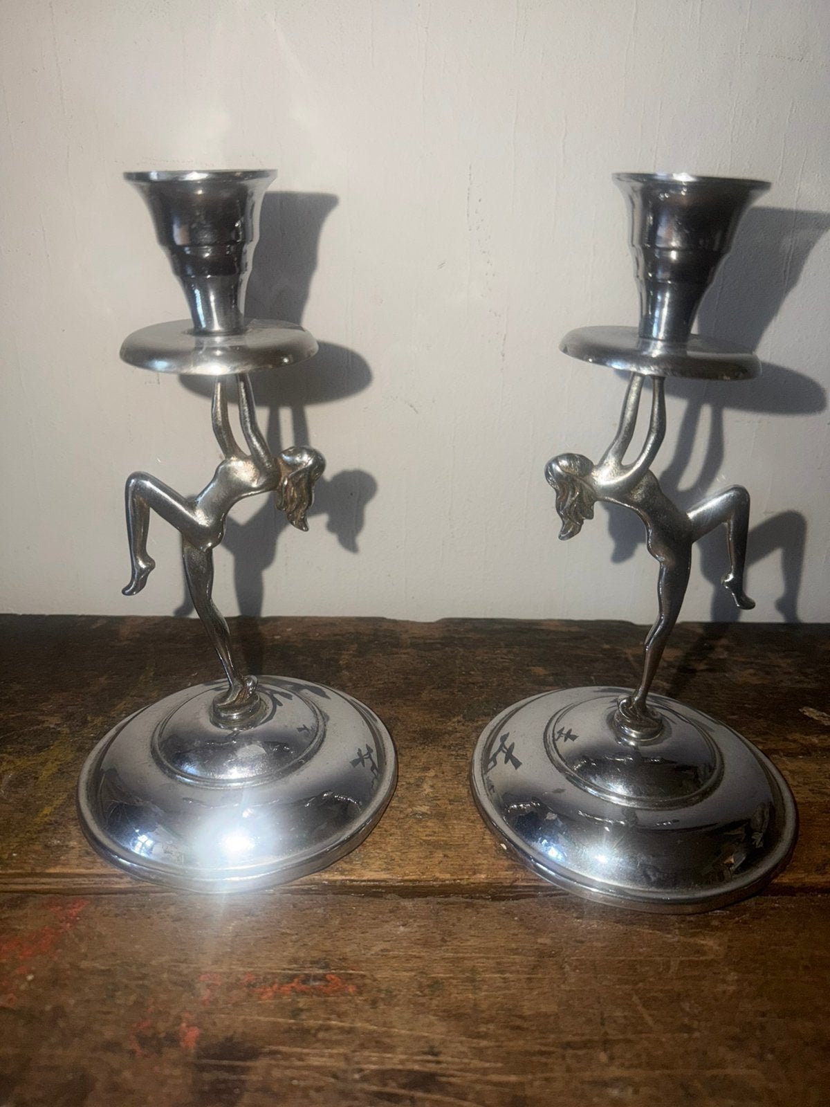 Set originele art deco kaarsen kandelaars 1920-1930, Antiek en Kunst, Ophalen of Verzenden, Overige materialen