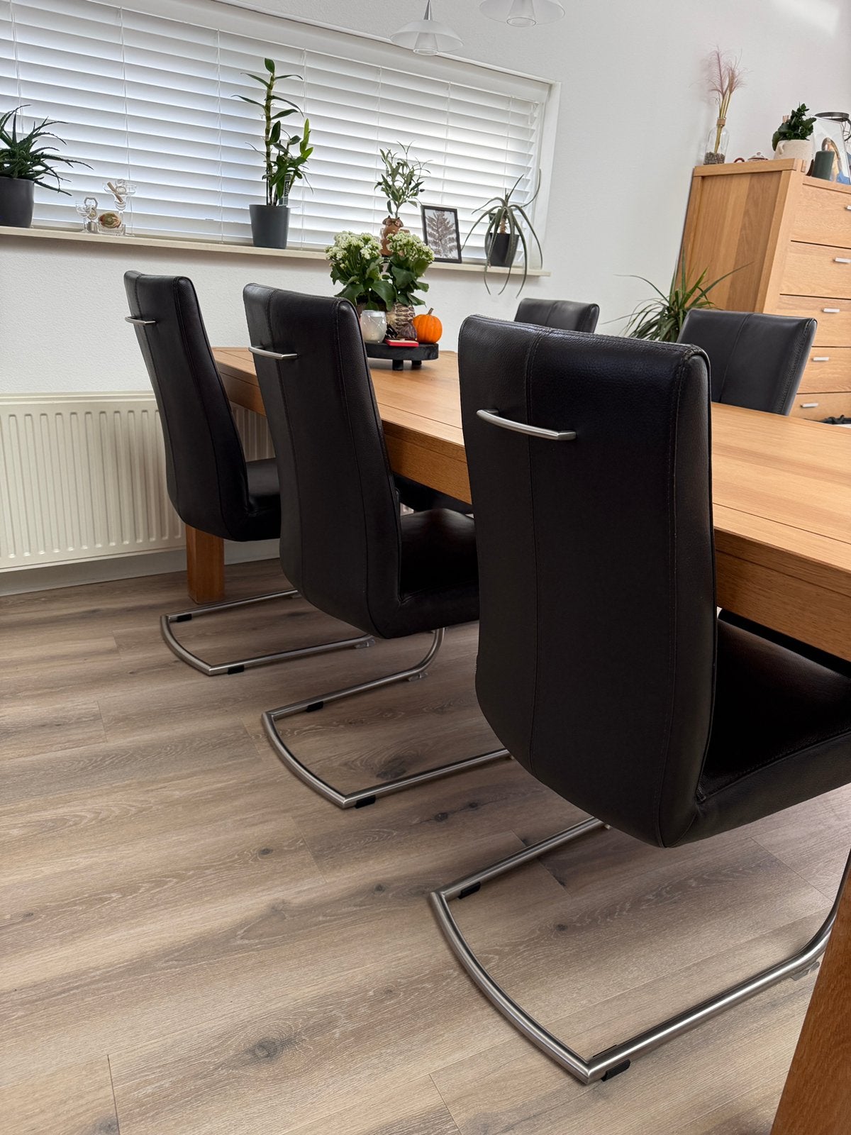 Henders & Hazel > 6 stuks leren eetkamer stoelen ., Huis en Inrichting, Stoelen, Ophalen, Bruin, Leer, Zo goed als nieuw