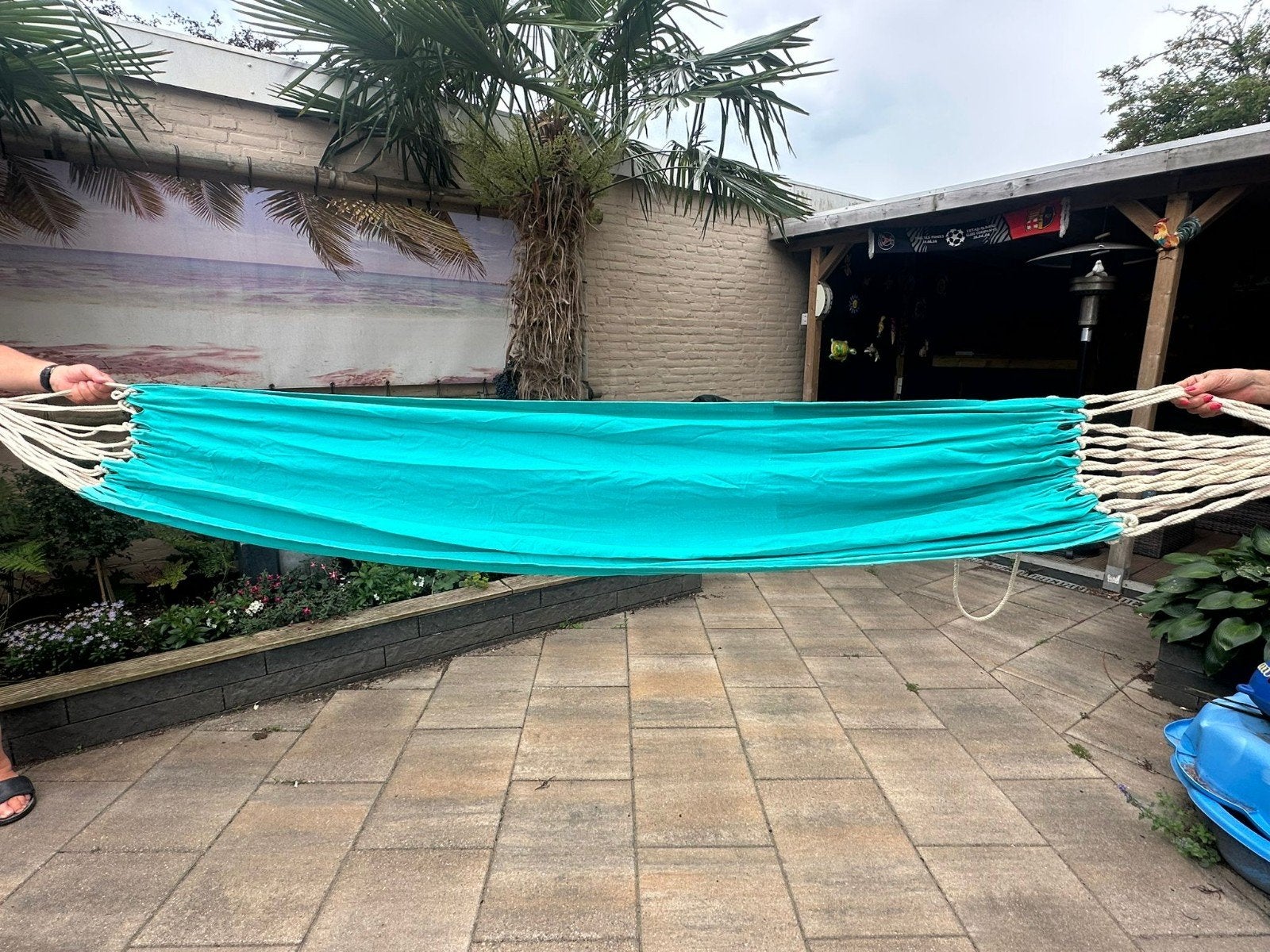 Hangmat turquoise stof zonder standaard, Ophalen of Verzenden