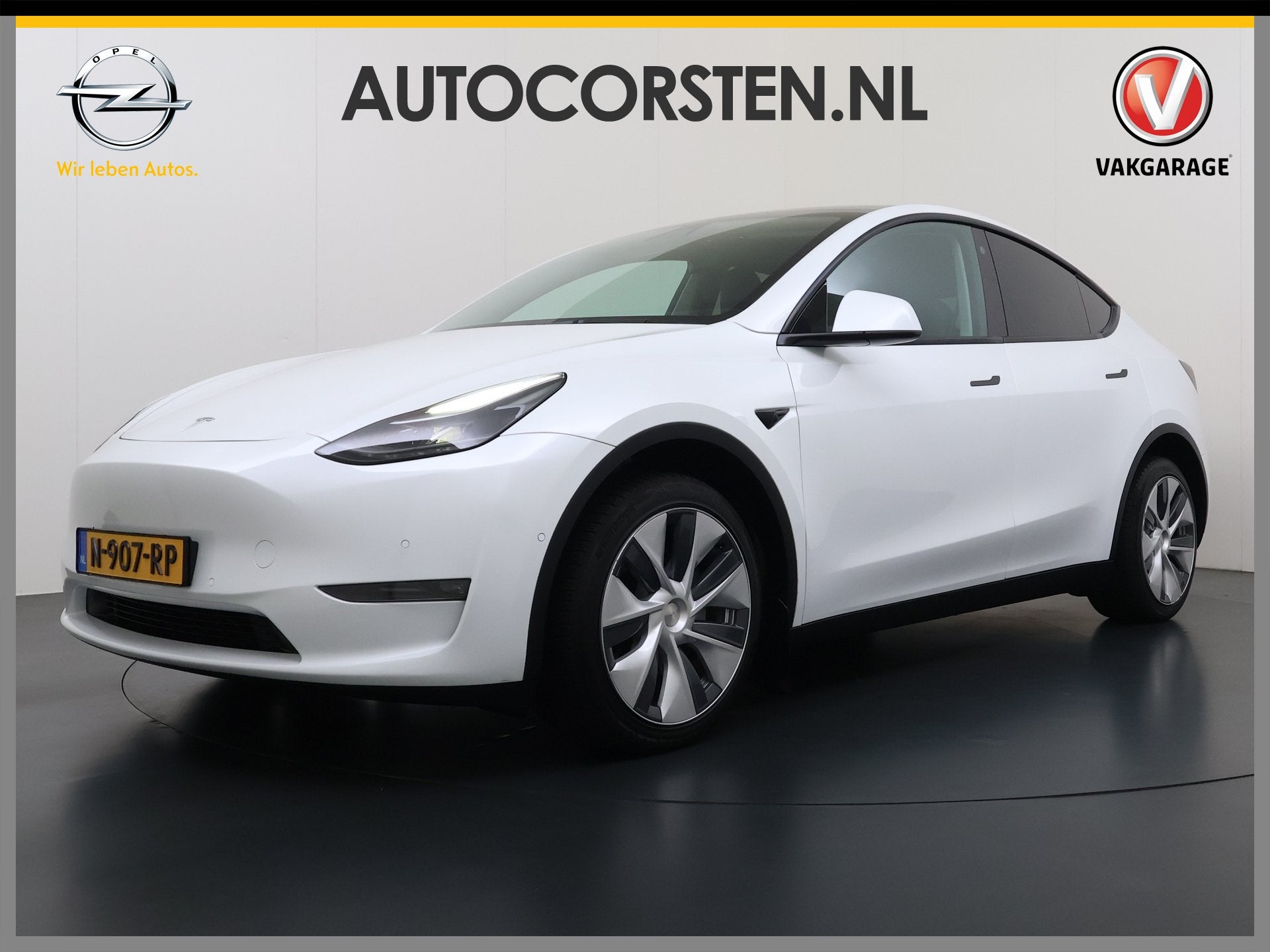 Tesla Model Y Long Range AWD 75kWh 514PK Warmtepomp Stuur+St, Auto's, Automaat, Gebruikt, Zwart, Adaptive Cruise Control