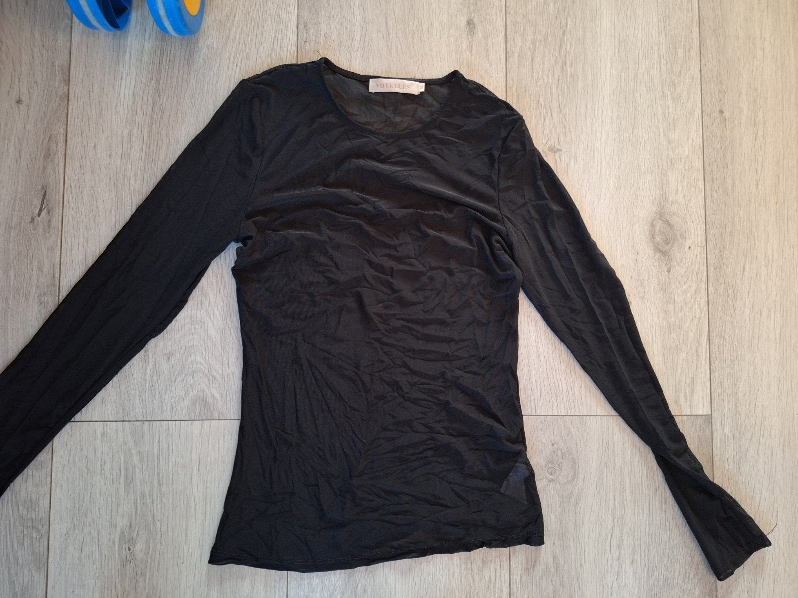 Nieuw zwart doorzichtig shirtje, maat s/m, Verzenden, Zwart, Nieuw, Lange mouw
