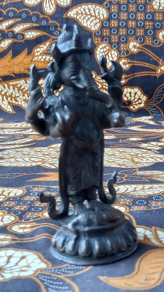 Mooi zwaar antiek brons beeldje van Ganesha uit India 13 cm., Antiek en Kunst, Handgemaakt, 13 cm, India, Ophalen of Verzenden