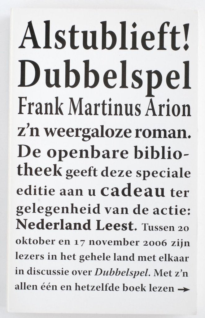Nederland Leest 2006: Dubbelspel - Frank Martinus Arion, Verzenden, Zo goed als nieuw, Nederland, Frank Martinus Arion