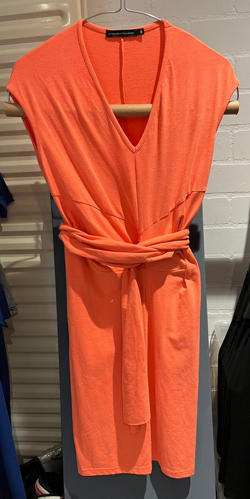 Designerjurk Monique Collignon oranje, maat m, Ophalen of Verzenden, Zo goed als nieuw, Maat 38/40 (M), Oranje