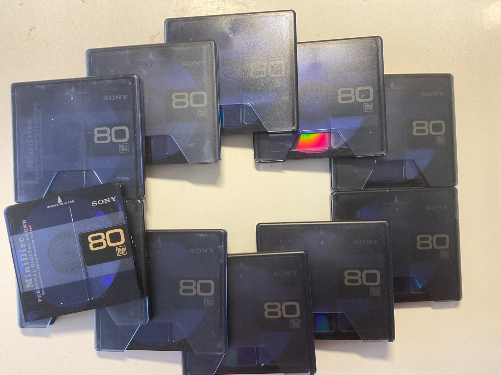 Minidisc’s.  SONY PREMIUM BLAUW  10x als nieuw. 80 minuten, Ophalen of Verzenden