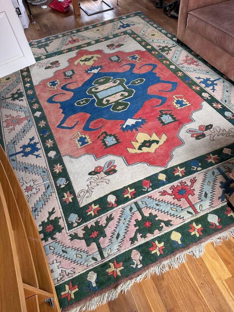 Groot Oosters vintage tapijt vloerkleed 360x260 handgeknoopt, Huis en Inrichting, Stoffering | Tapijten en Kleden, Ophalen, Gebruikt