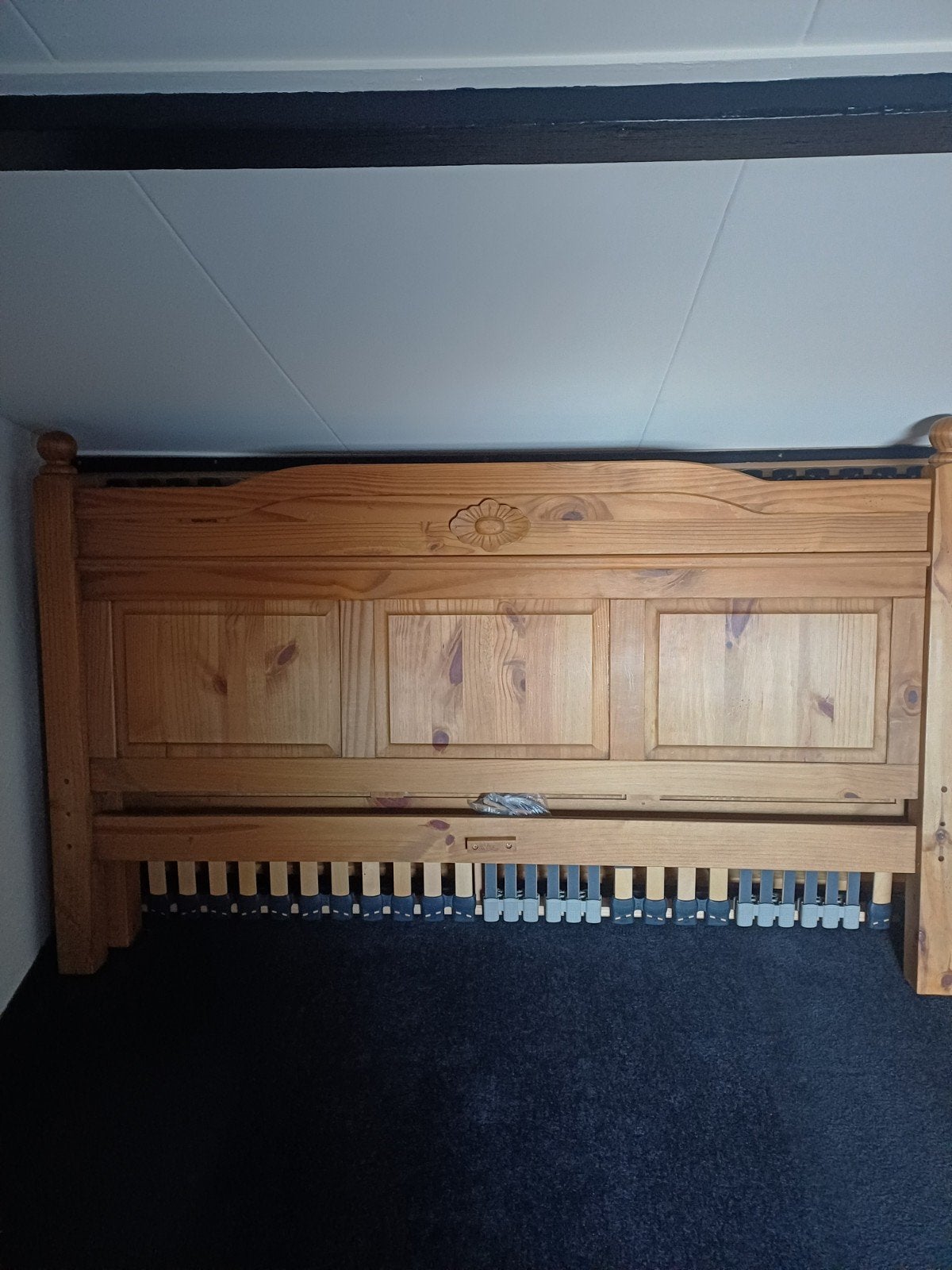 grenen tweepersoonsbed met lattenbodem, Huis en Inrichting, Slaapkamer | Bedden, Gebruikt, Bruin, Klassiek, Tweepersoons