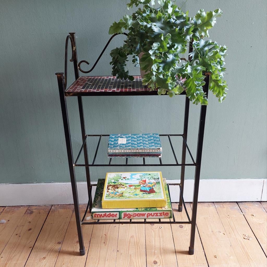 Lucky Vintage sixties metalen rek met mozaïekblad, Antiek en Kunst, Ophalen