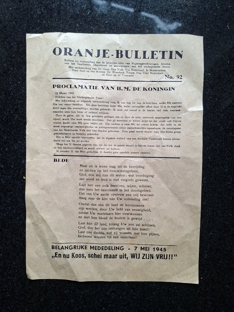Oranje bulletin no. 92, Verzamelen, Militaria | Tweede Wereldoorlog, Ophalen of Verzenden, Landmacht, Nederland, Foto of Poster