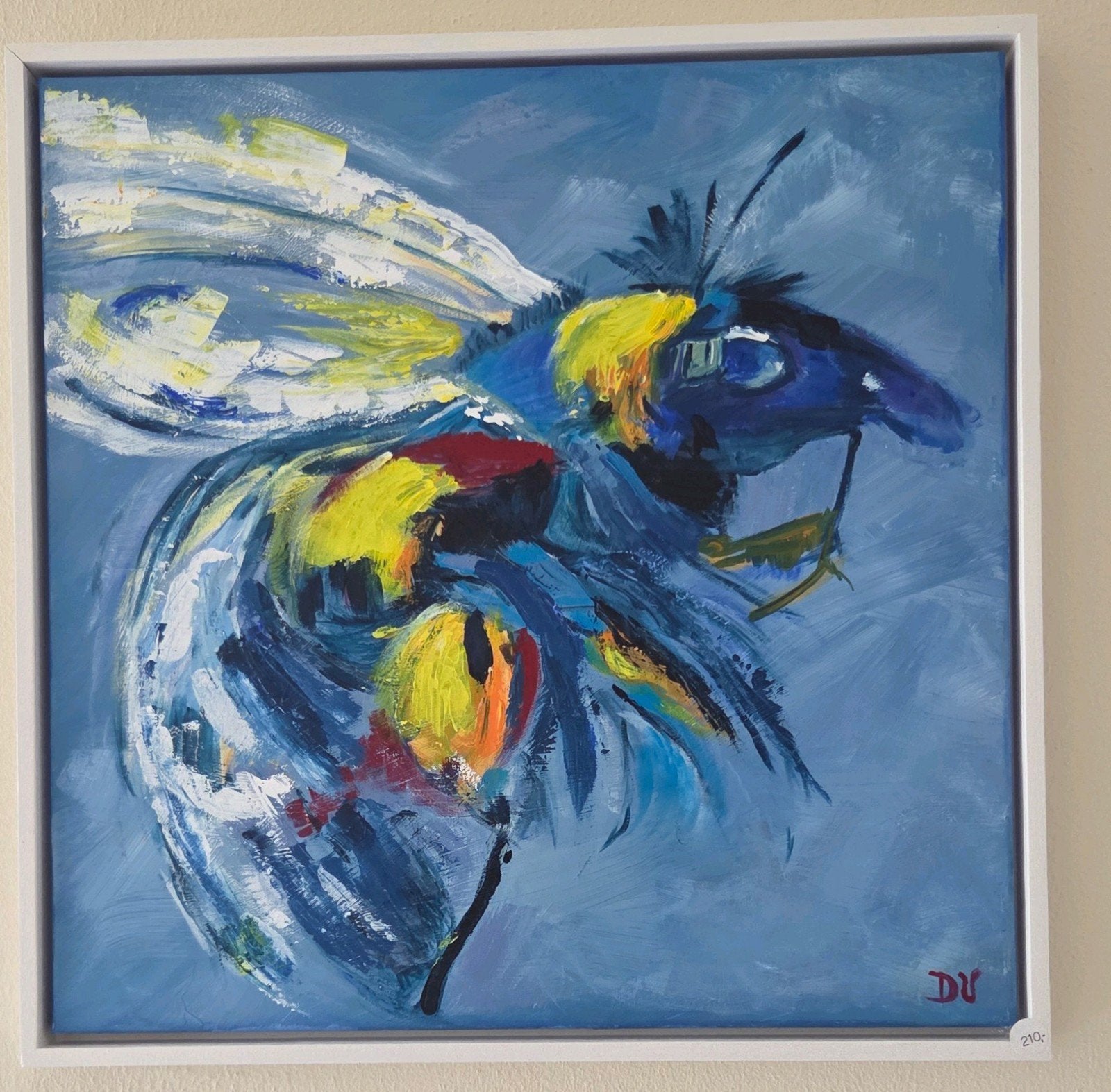 Abstract bij schilderij 50x50 cm met lijst, Antiek en Kunst, Ophalen