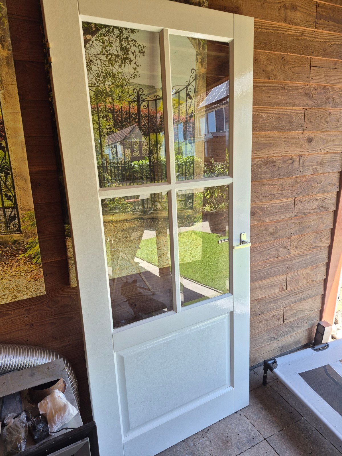 Hardhouten deur met glas 211.5 x 93cm, Doe-het-zelf en Verbouw, Ophalen, Gebruikt, 80 tot 100 cm, Binnendeur