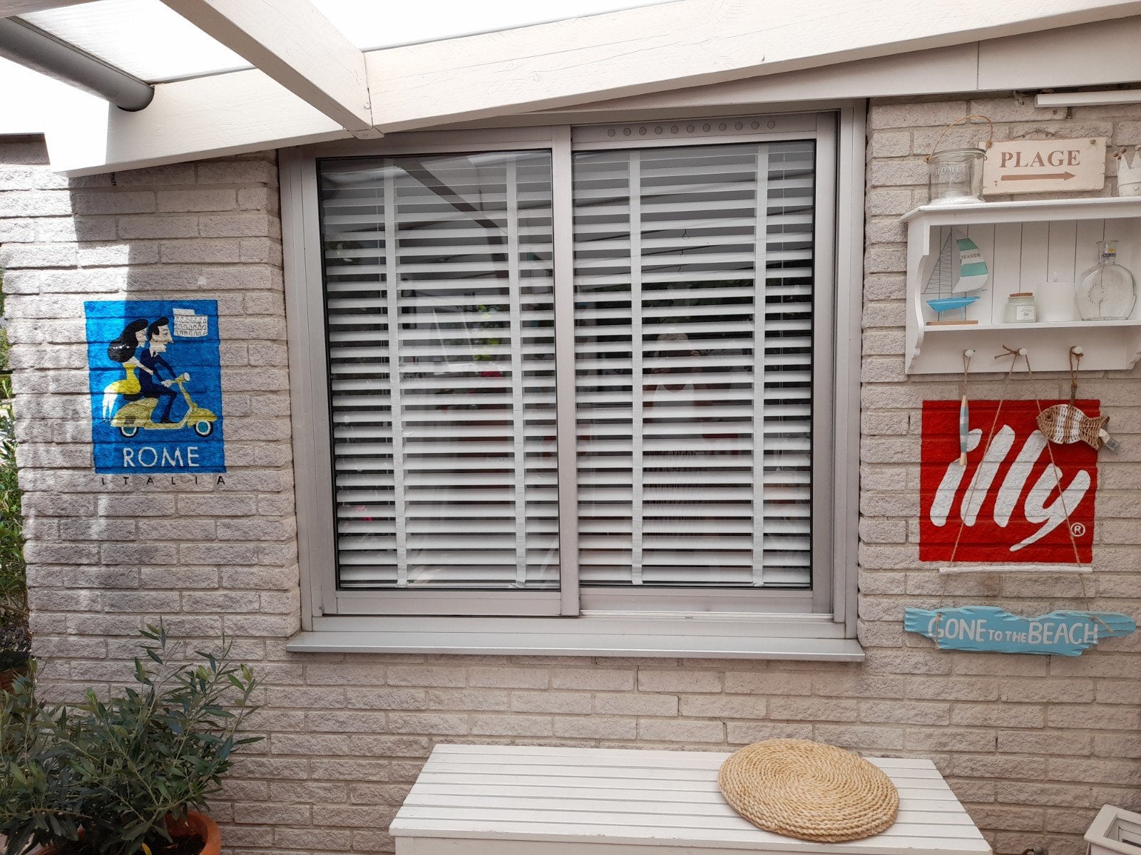 Witte houten jaloezieën 50 mm., Ophalen, Jaloezie, Gebruikt, Overige merken
