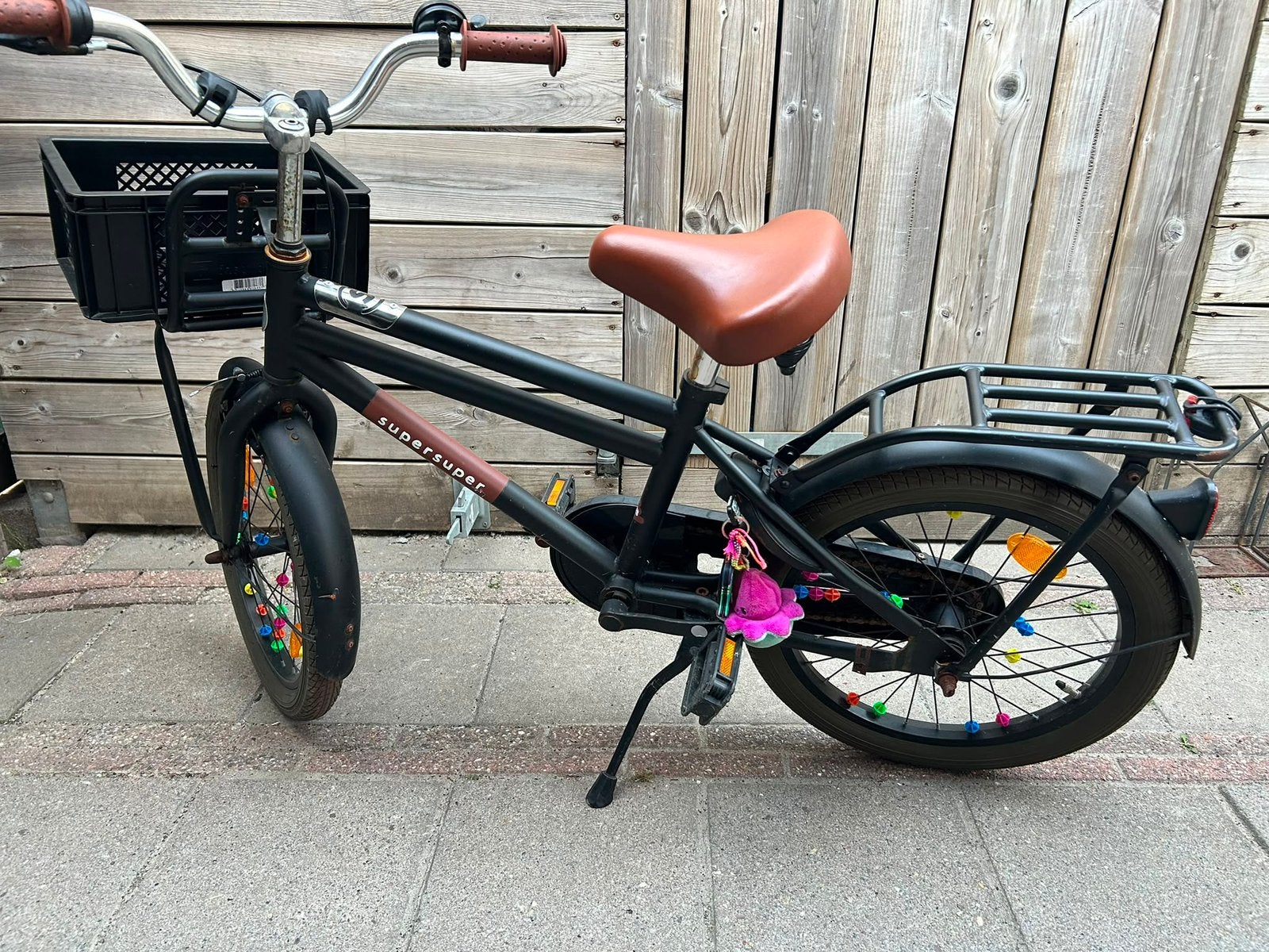 Stoere Supersuper Cooper Kinderfiets – 18 inch met Krat, Ophalen, Gebruikt, Terugtraprem, 16 tot 20 inch