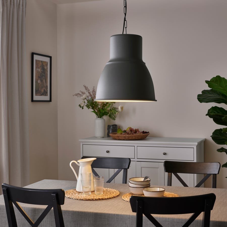 IKEA Hektar Hanglamp - 38cm - Donkergrijs, Ophalen, Gebruikt, E27 (groot), Metaal