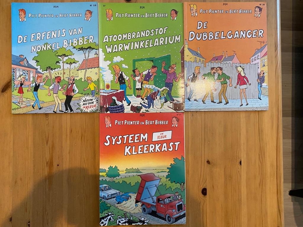 Piet Pienter en Bert Bibber stripboeken - 4 delen, Meerdere stripboeken, Ophalen, Gelezen