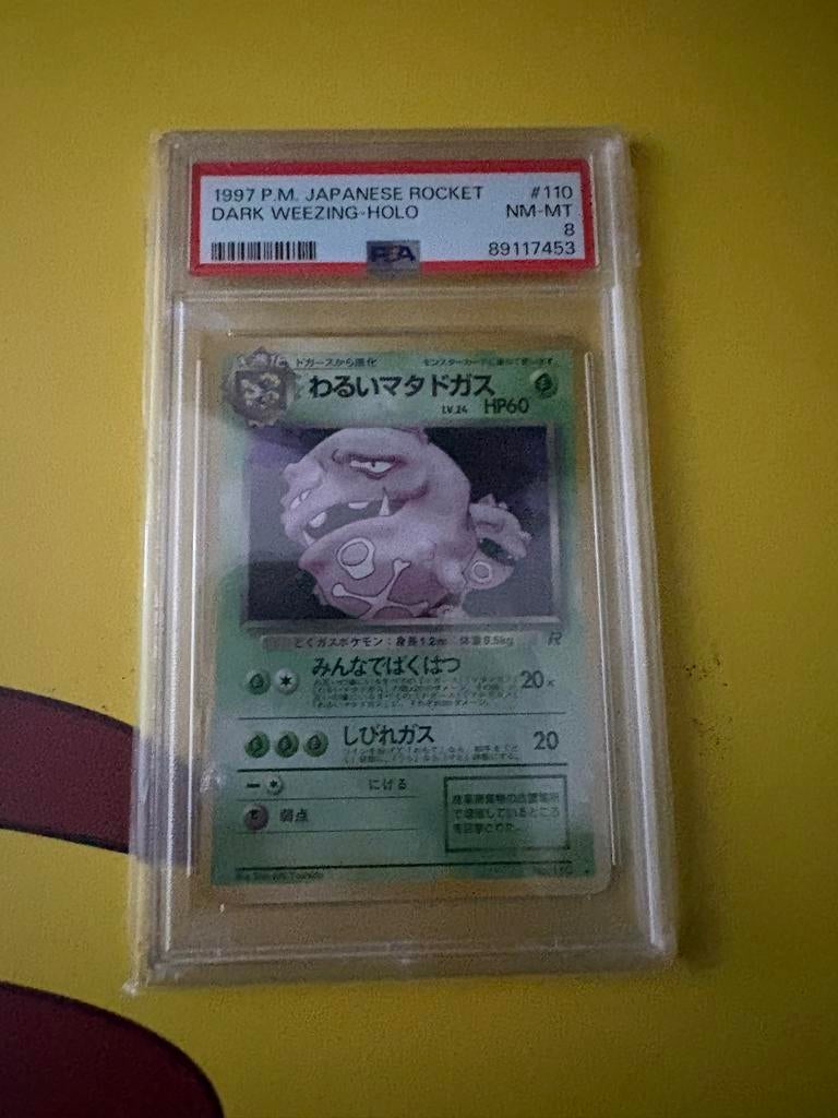 PSA 8 Dark Weezing Holo #110 Japanese Rocket Pokemon Kaart, Verzenden, Zo goed als nieuw, Losse kaart, Foil
