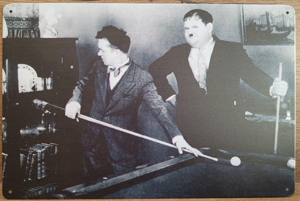 Laurel and Hardy pool reclamebord van metaal wandbord deco